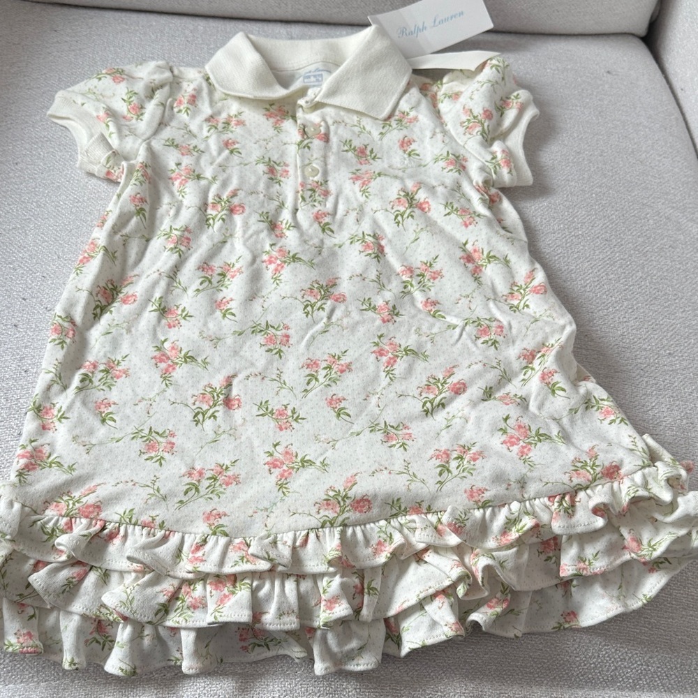 Ralph Lauren Cream and Pink Floral Dress - NWT